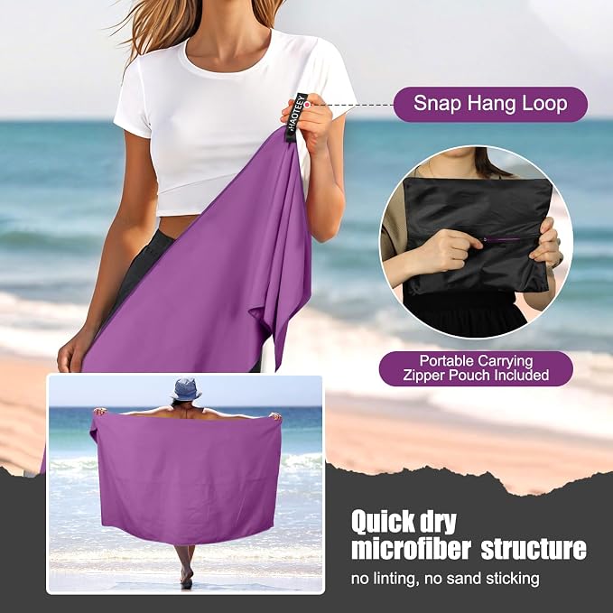 Quick Dry Travel Towel, 3 Sizes 1 Pack Camping Microfiber Towel, Lightweight - Image 6