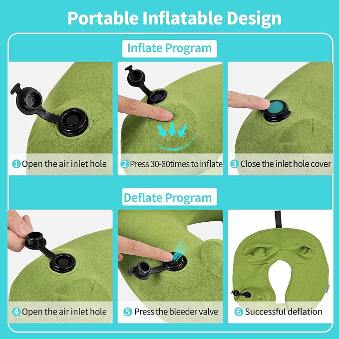 2 Pack Inflatable Travel Neck Pillows - Image 4