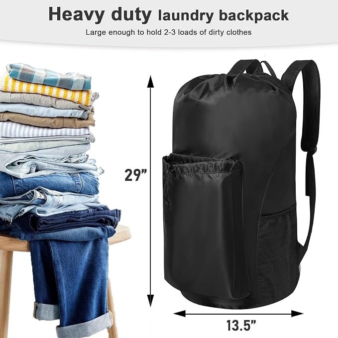Polecasa Heavy Duty Backpack Laundry Bag, 29 x 13.5 Inches Hamper bag - Image 3