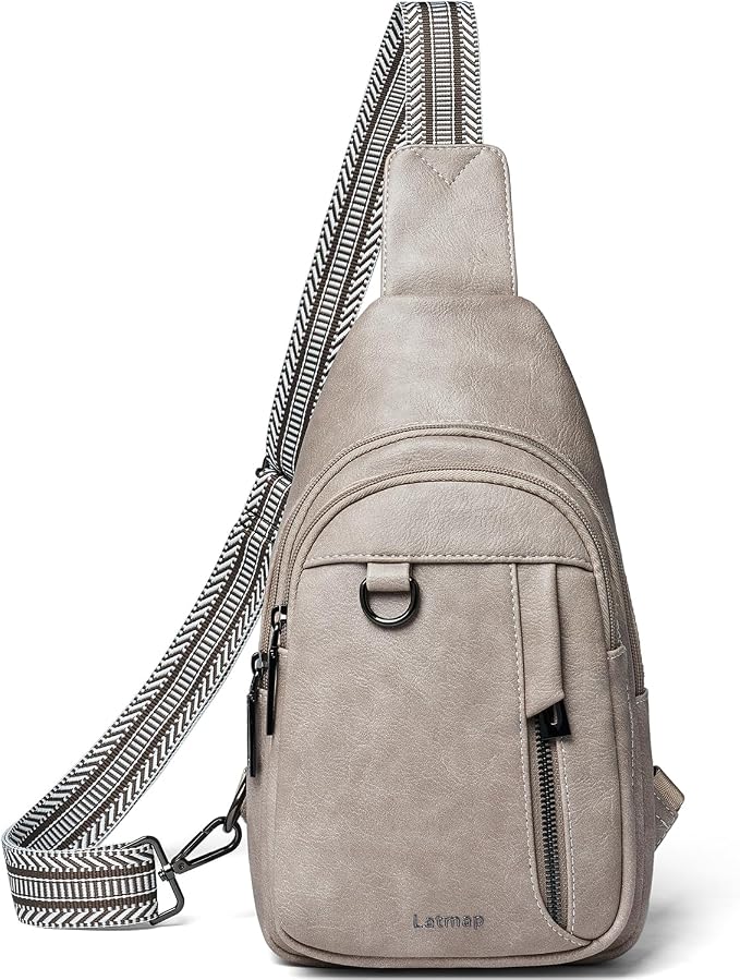 7L Sling Bag for Women Men Leather Small Sling Backpack Daypack Anti Theft by LATMAP