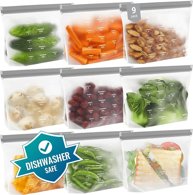 Dishwasher Safe Reusable Storage bags Stand Up by IDEATECH