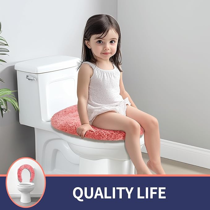 Microfiber Elongated Toilet Seat Cover 19.5"x 15" Machine Washable Solid Toilet - Image 5