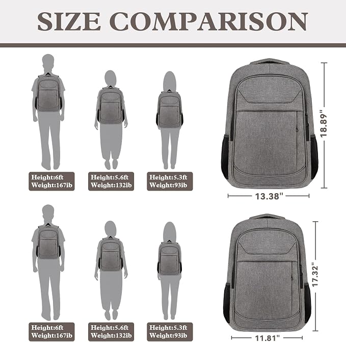 Business Laptop Backpack, 15.6 Inch Travel Laptop Bag, Water Resistant Durble - Image 7