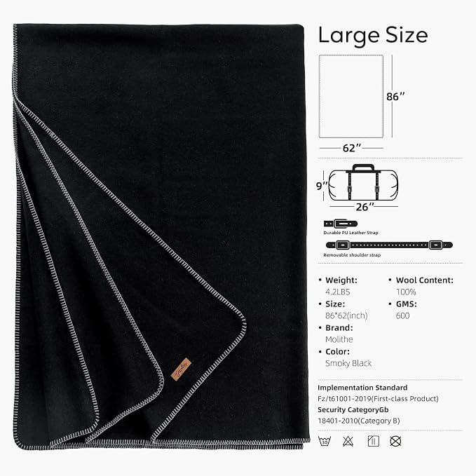 100% Wool Blanket, Military Wool Blanket, Sporting Events, Survival Kits - Image 4