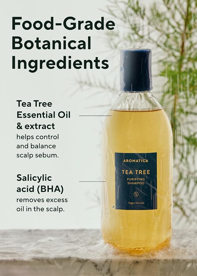AROMATICA Tea Tree Purifying Shampoo 13.53fl.oz./400ml, Tea Tree Shampoo - Image 3