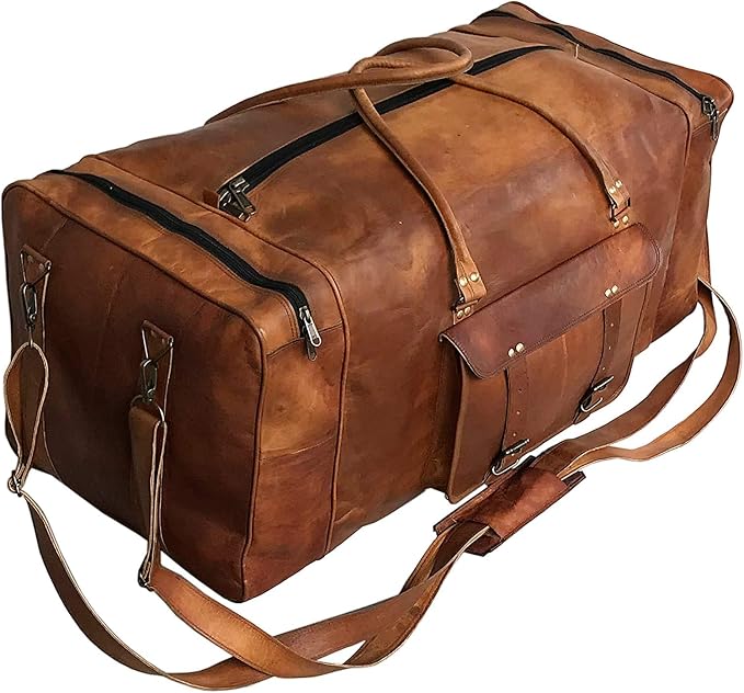 Leather 24 Inch Luggage Handmade Duffel Bag Carryall Weekender Travel Overnight by cuero