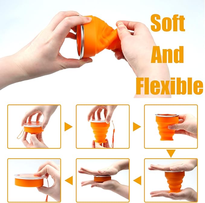 5Pcs Silicone Collapsible Cup for Travel, Reusable Folding Camping Cup Mug - Image 5
