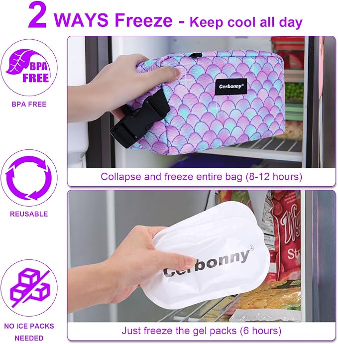Cerbonny Freezable Cooler Bag for Work/School/Travel - Image 3
