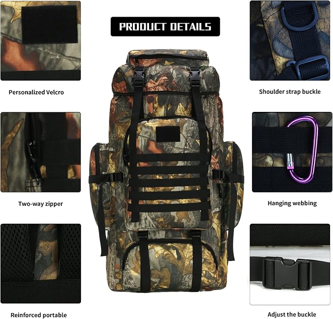 Hiking Backpack for Men 70L/100L Camping Backpack Military Rucksack Molle 3 - Image 6
