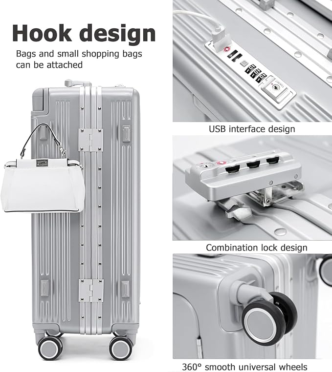 feilario 20" Aluminium Frame Hardside PC Carry on Luggage - Image 6