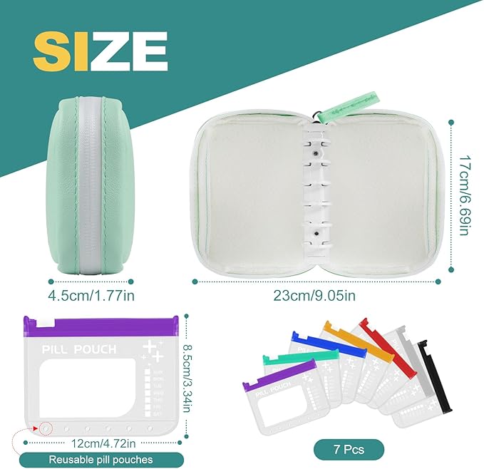 A7-L Water-Proof Pill Pouch Set， Large Pill Organizer, BPA Free, A7-L Pill - Image 3