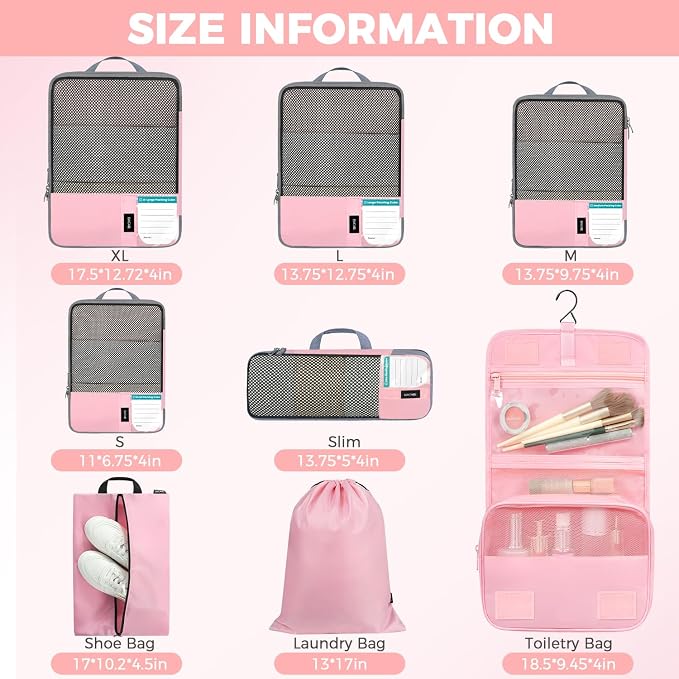 BAGAIL 4/6 Set/8 Set Compression Packing Cubes Travel Accessories Expandable - Image 2