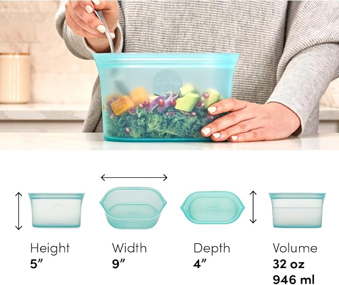 Zip Top Reusable Food Storage Bags | Large Dish | Silicone Meal Prep Container - Image 4