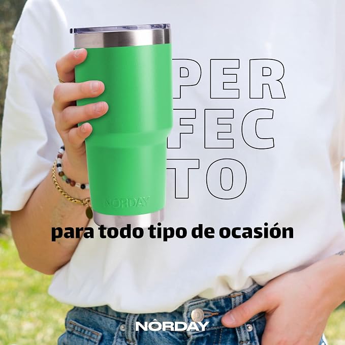 NORDAY | Tumbler with Lid - 30oz - Green Insulated Tumbler - Stainless Steel - Image 5