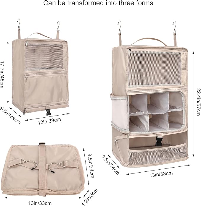 TABITORA Travel Portable Hanging Shelves Closet Organizer Packing Luggage - Image 3