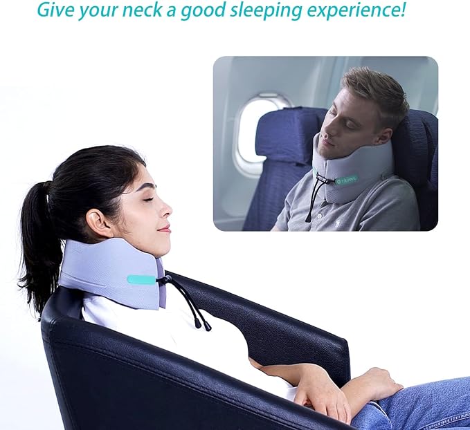 Travel Neck Pillow for Airplane, Neck Chin Support, Memory Foam, Machine - Image 8