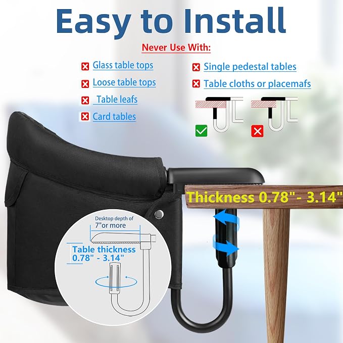 Hook On High Chair, Attach to Fast Table Chair, Clip on High Chairs to Table - Image 2