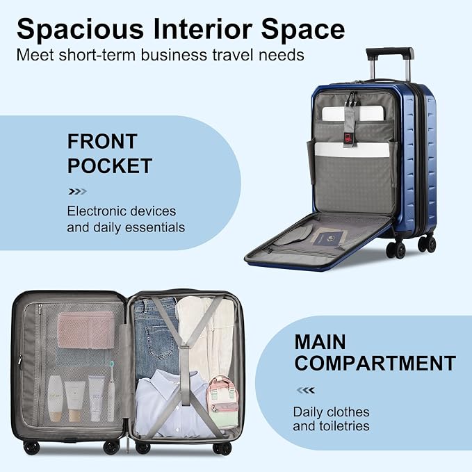 Expandable Carry On Luggage Airline Approved, 20 Inch Lightweight ABS+PC Hard - Image 4