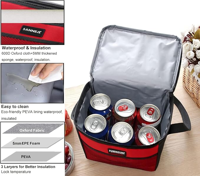 6 Can/5L Lunch Bag for Women Men Portable Lunch Box Small Cooler Bag Soft - Image 4