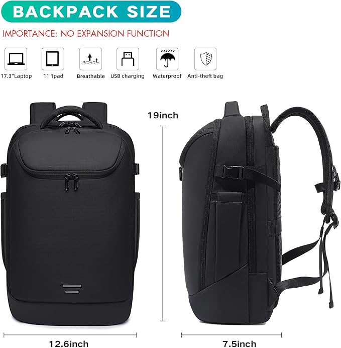 Travel Backpack for Men, Fits 17.3 inch Laptop Daypack, Water resistant - Image 3