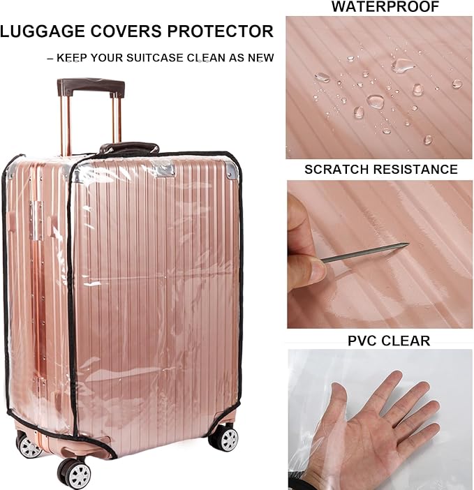 Luggage Cover Protector Fits 20 24 28 Inch Clear PVC Waterproof Suitcase Covers - Image 2