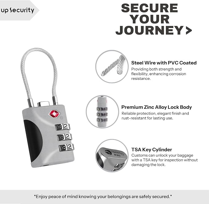 Travel Luggage Locks TSA Approved, Small Combination Padlock - Image 4