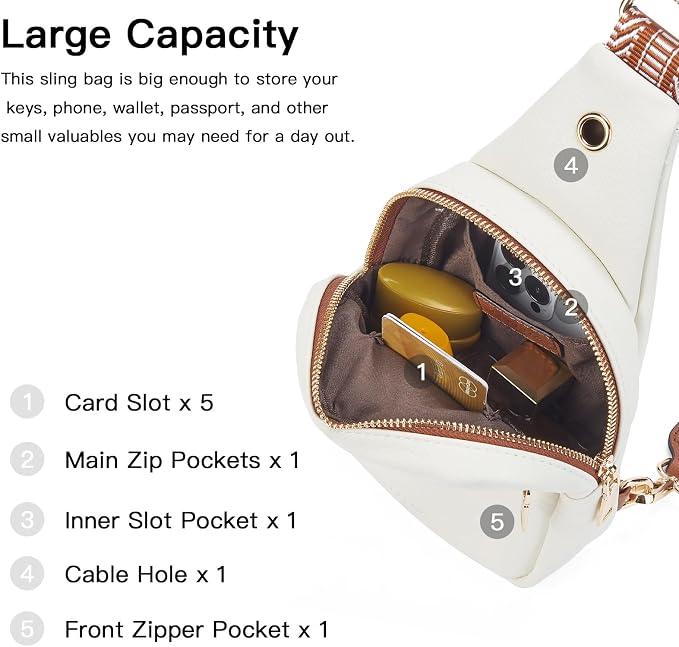 Telena Small Sling Bag for Women Leather Crossbody Fanny Packs Chest Bag for - Image 3