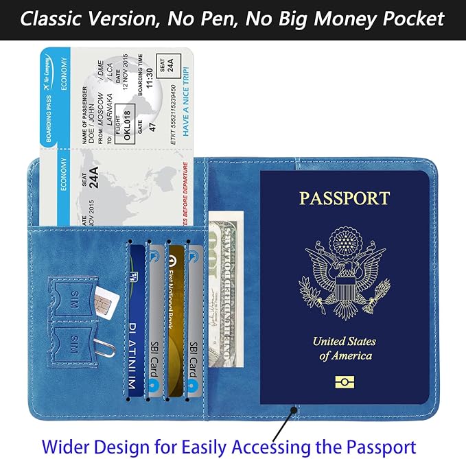 Passport Holder Cover Wallet Travel Essentials RFID Blocking Leather Card Case - Image 3