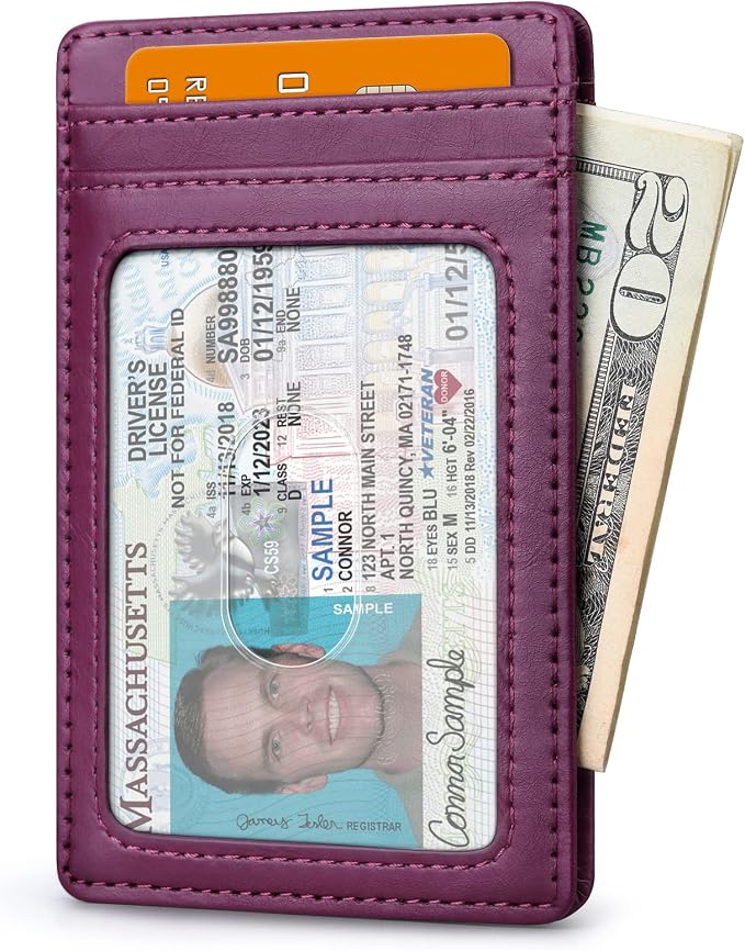 Buffway Mens Slim Wallet, Minimalist Thin Front Pocket Leather Credit Card - Image 2