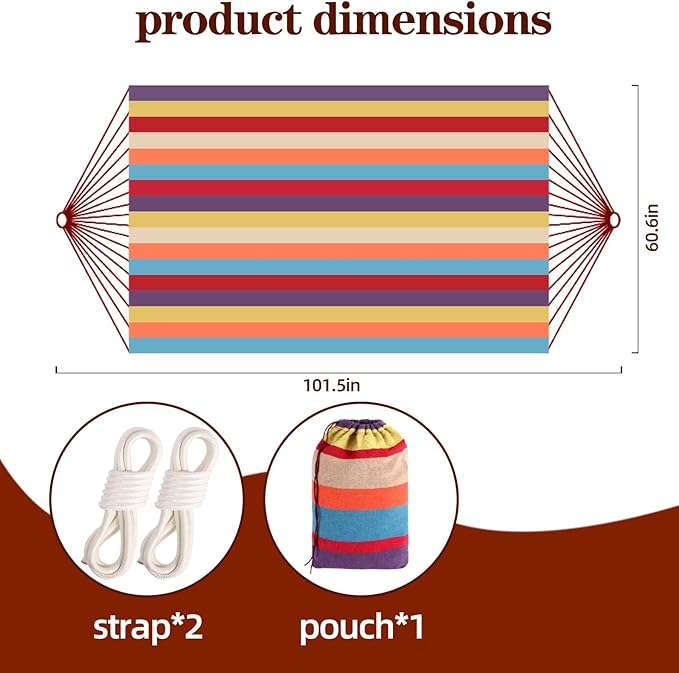 Camping Hammocks for Backyard Hanging Sturdy Garden Comfortable Fabric Hammock - Image 3
