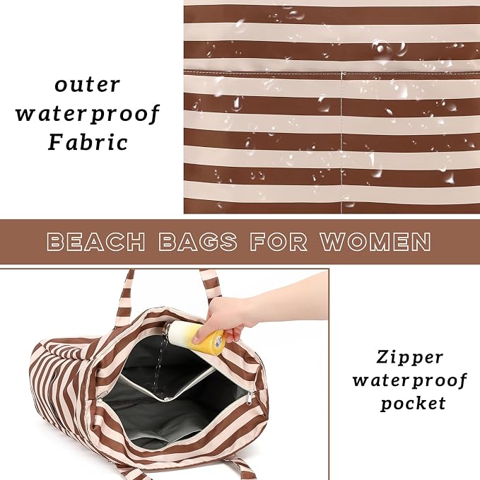 LEDAOU Beach Bag Waterproof Sandproof Women Tote Bag Pool Bag - Image 4