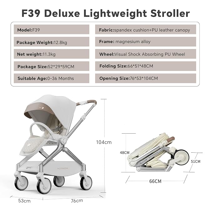 Hot Mom Baby Lightweight Stroller, Intelligent Seat Reversing，Double Brake and - Image 6