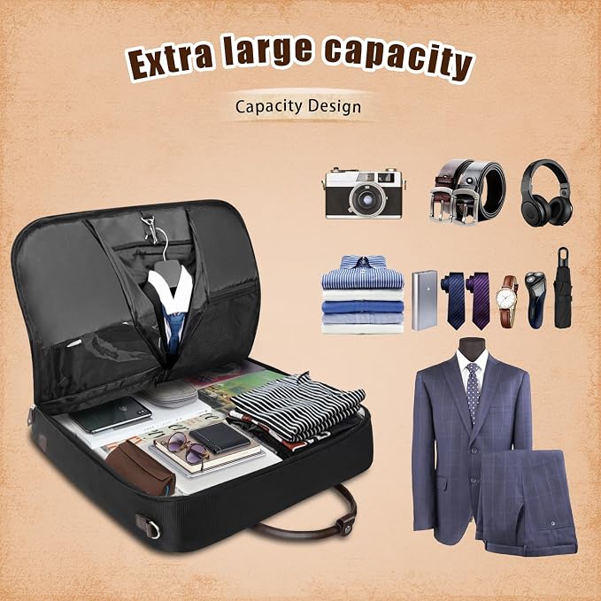 Garment Bag Travel Large Leather Carry On Suit Bag - Image 3