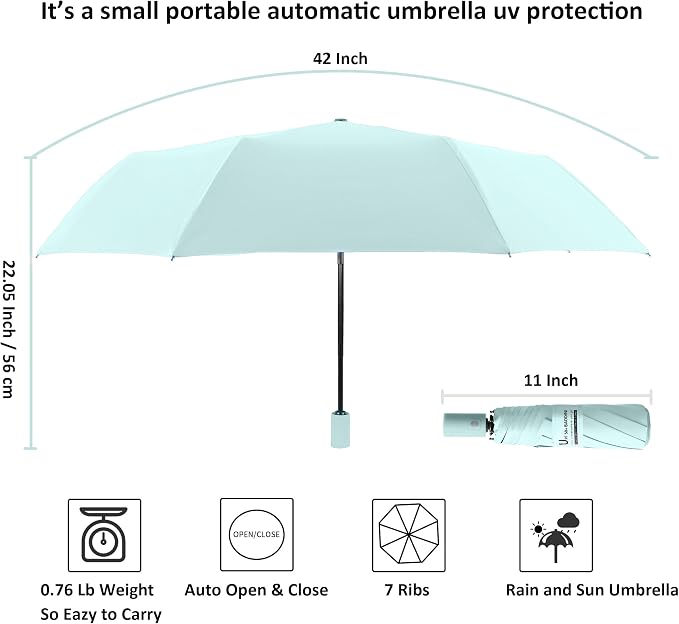 BAODINI Small UV Protection Travel Umbrella Compact - Image 6