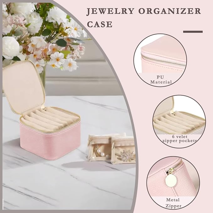 Jewelry Box Organizer for Women, Small Travel Jewelry Case, Mini Travel Jewelry - Image 4