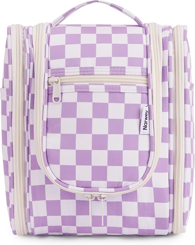 Narwey Small Checkered Hanging Travel Toiletry Bag - Image 2