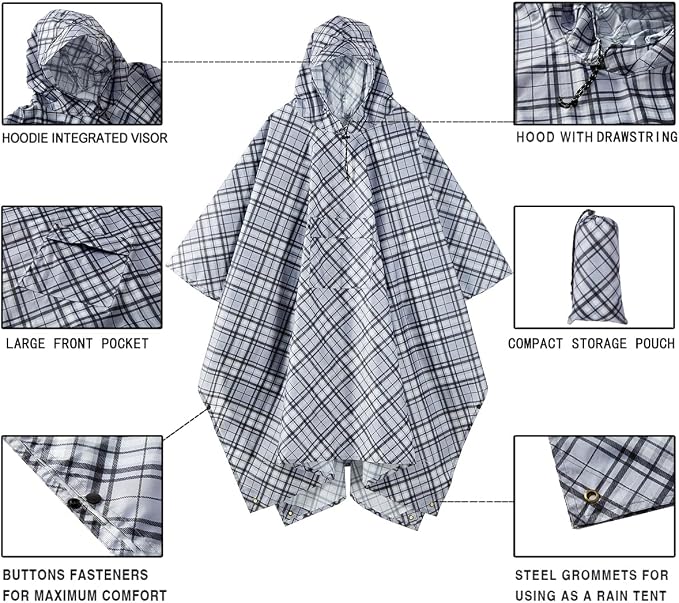 salamra Hooded Rain Poncho Waterproof Raincoat Jacket - Image 3