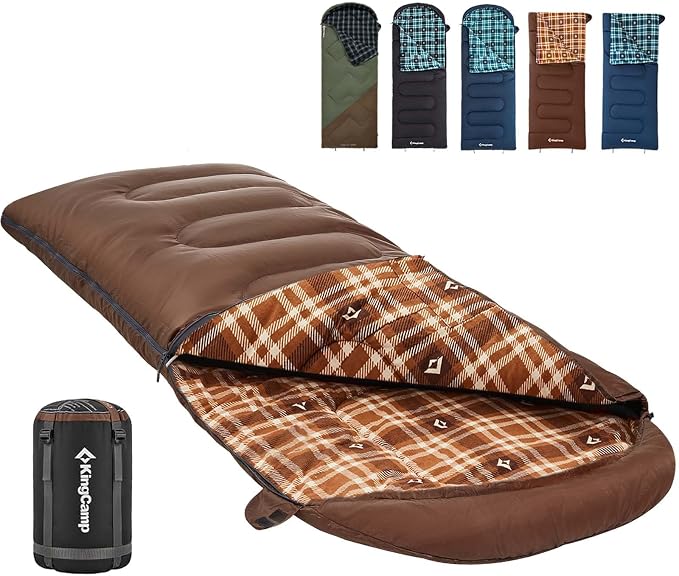 KingCamp Sleeping Bag for Adults, Cold Weather & Warm XL Big and Tall Flannel by KingCamp