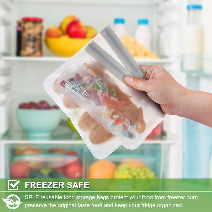 SPLF 10 Pack Reusable Sandwich Bags Dishwasher Safe, Reusable Quart Freezer Bags - Image 5