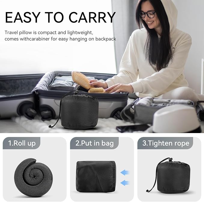 SZXYX Travel Pillows for Airplanes, 100% Pure Memory Foam Neck Pillow for - Image 3