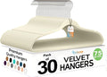 Premium Ivory Velvet Hangers 30 Pack – Space Saving Felt Hanger, Non Slip by TECHZOO