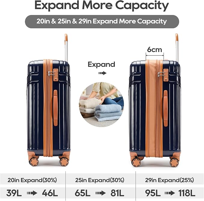 GinzaTravel Luggage Sets 3-Piece Expandable Suitcases - Image 3