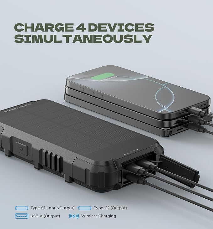 Dexnor Solar Charger Power Bank 27, 65W PD3.0 & QC3.0 Fast Charging Powerbank - Image 3