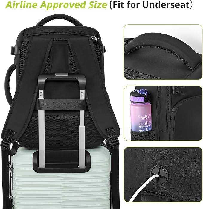 Travel Backpack for Women Men, Travel Laptop Backpack w/USB Charging Port - Image 3