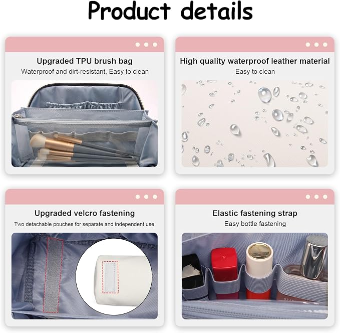 BOYATU Travel Makeup Bag Organizer Cosmetic Bag: 3 Pcs Set Make up Bags - Image 4