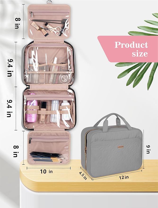 Grey Toiletry Bag, Makeup Organizer, Travel Bag - Image 2