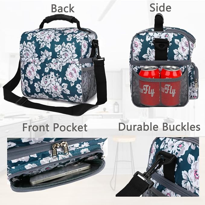 FlowFly Double Layer Cooler Insulated Lunch Bag Adult Lunch Box Large Tote Bag - Image 5