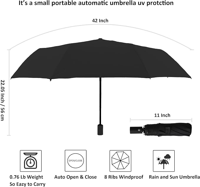 BAODINI Small UV Protection Travel Umbrella Compact - Image 8