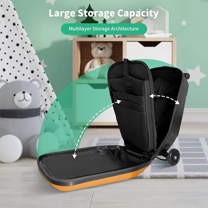 Scooter Hardshell Kids' Luggage, Foldable Carry on Kids Suitcase - Image 7