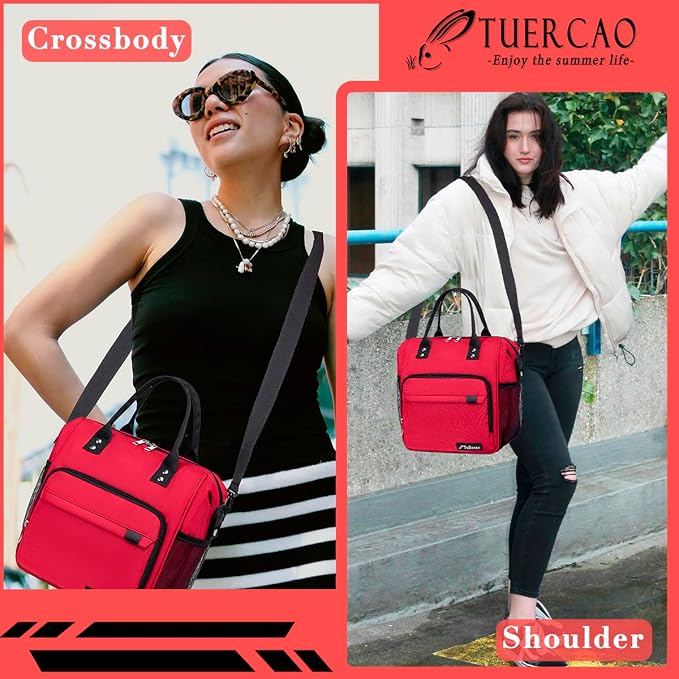 Red Lunch Box for Women for Work Insulated Lunch Bag for Female Adult, Fashion - Image 6